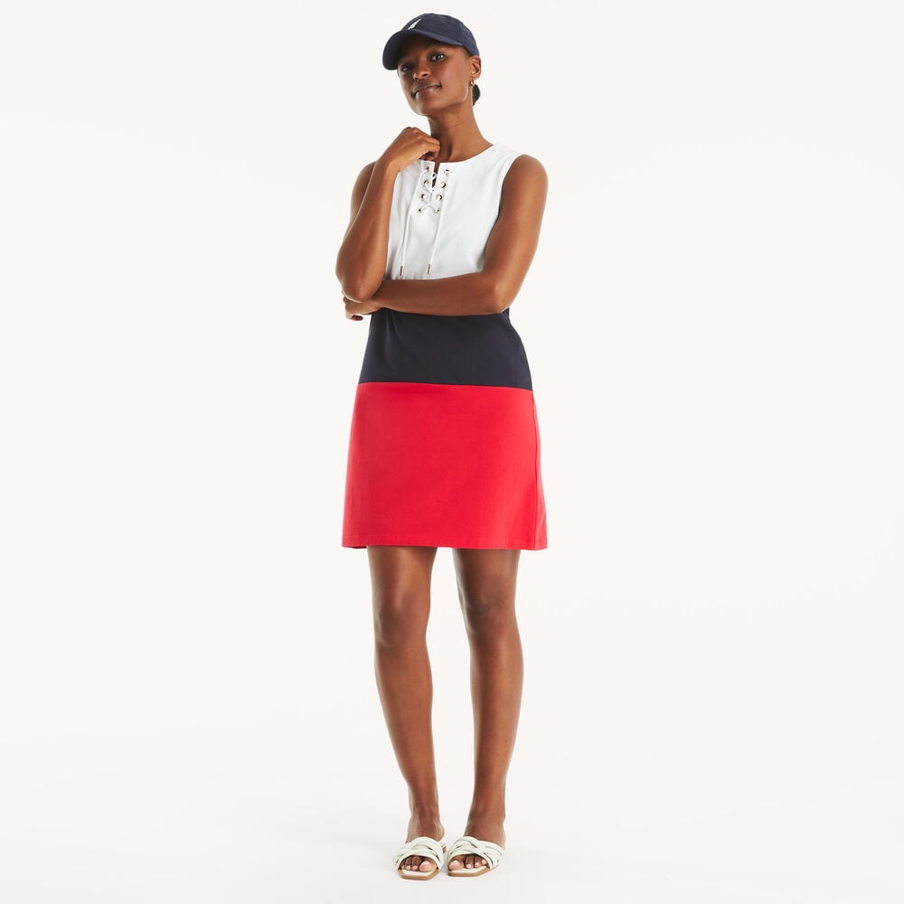 Colorblock Lace-Up Dress