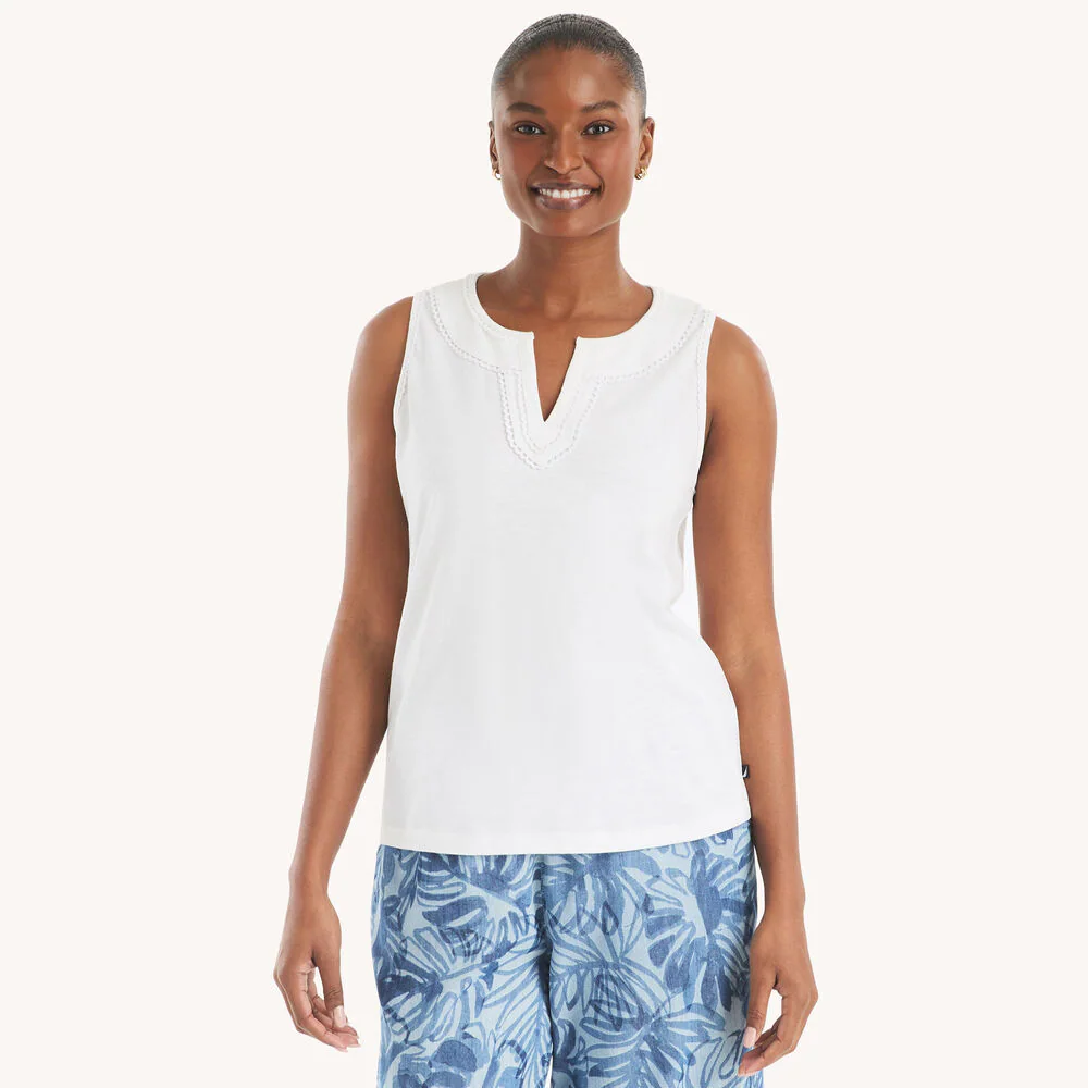 Scallop-Trim Tank Top