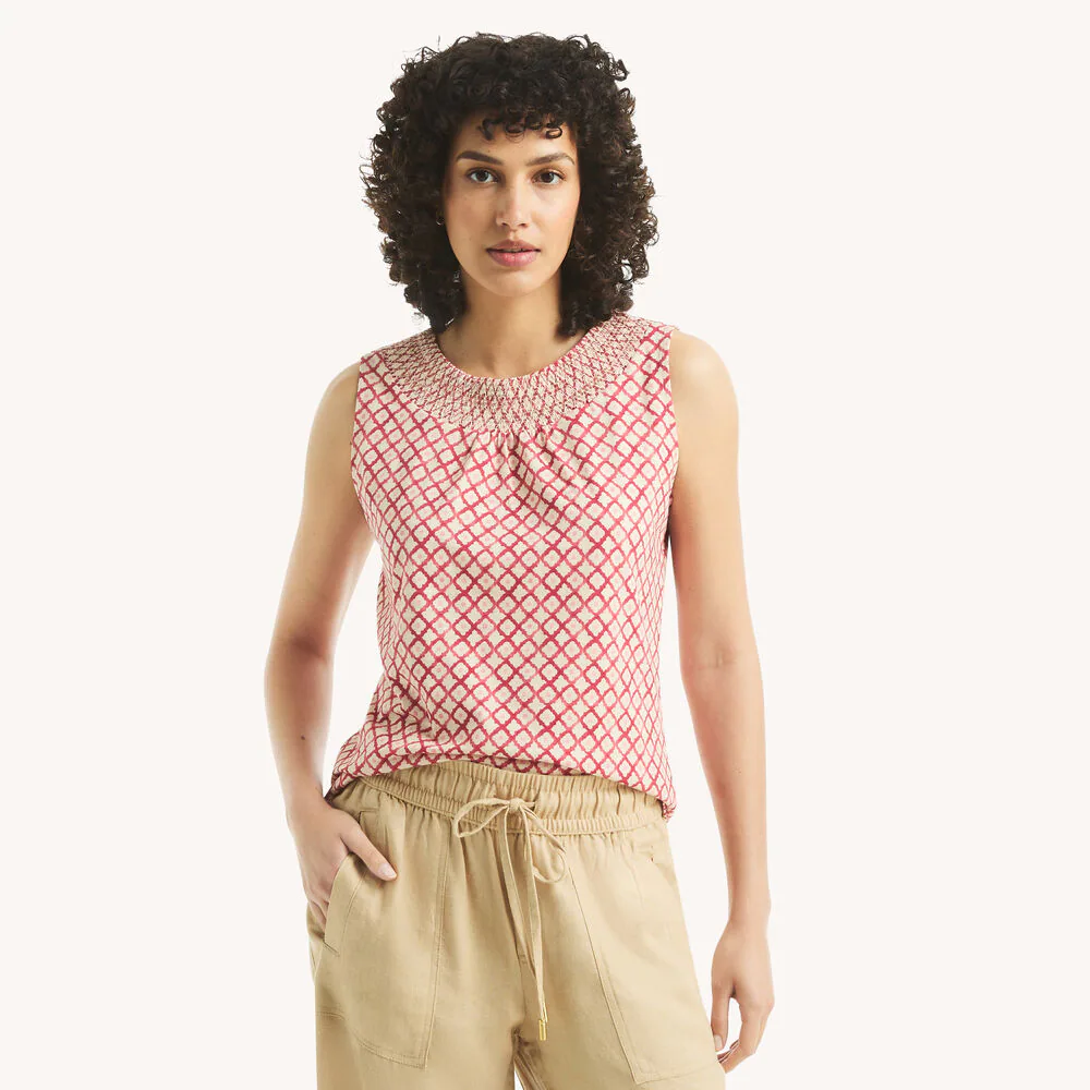 Printed Smocked Tank Top