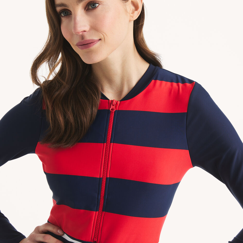 Long-Sleeve Striped One-Piece Swim 3 Long-Sleeve Striped One-Piece Swim