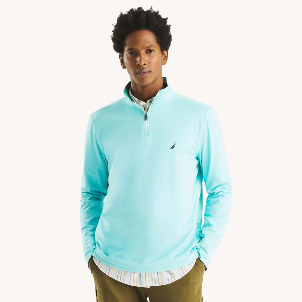 Textured Interlock Quarter-Zip Sweatshirt