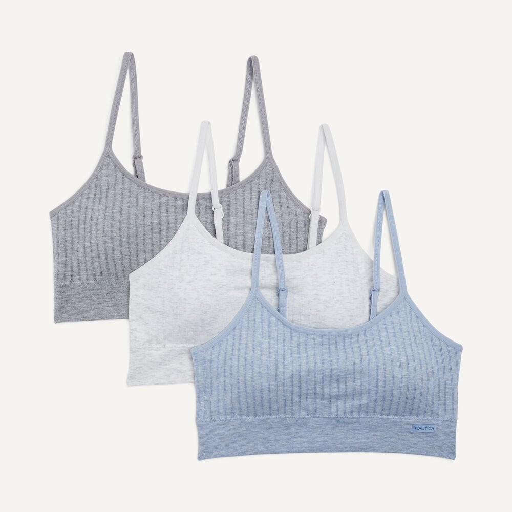 Ribbed Square-Neck Bra, 3-Pack