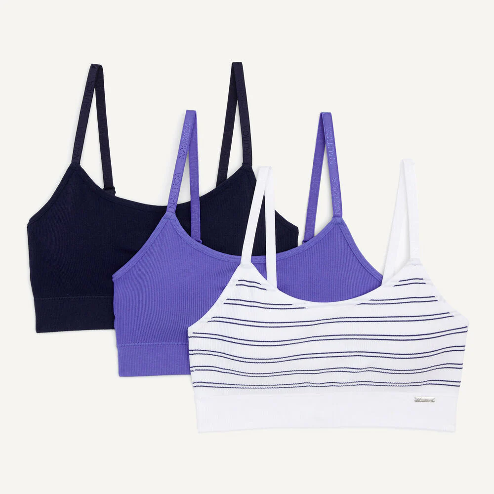 Ribbed Striped Seamless Bra, 3-Pack