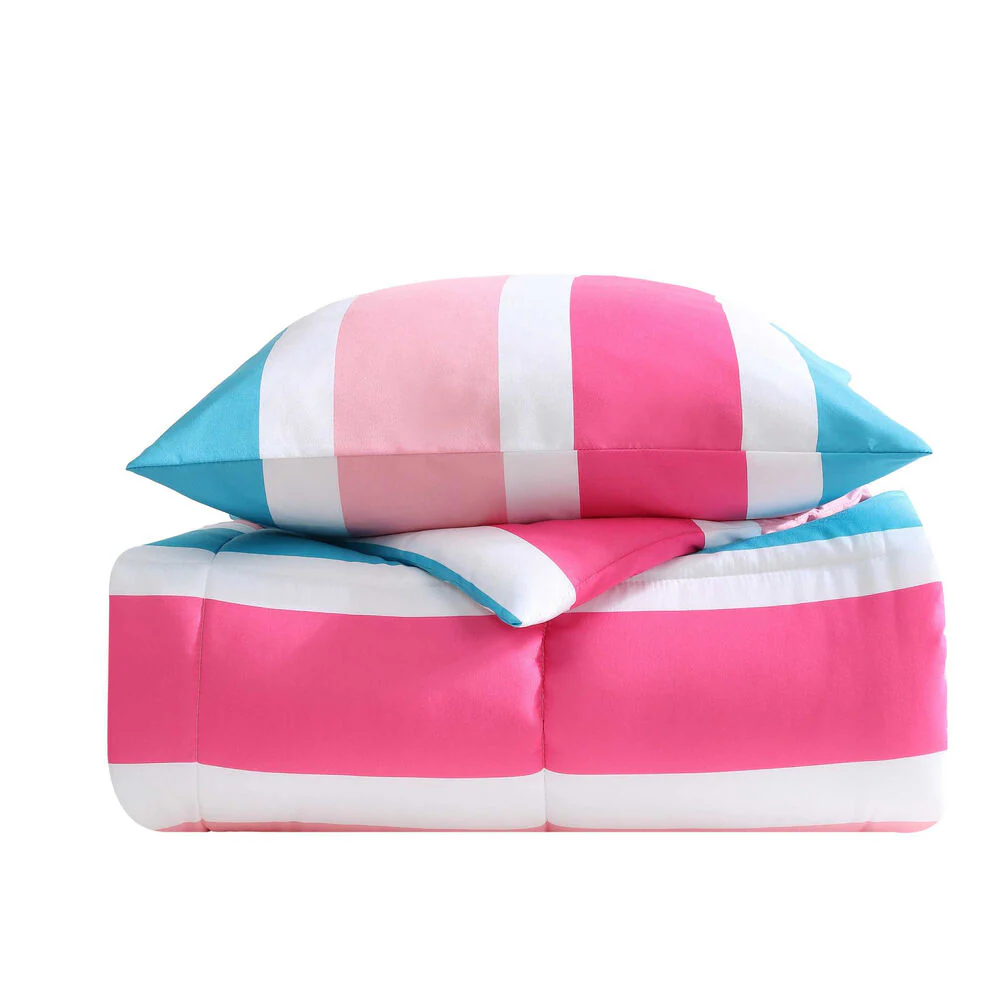 Cru Pink Stripe Full/Queen Comforter & Sham Bonus Set 4 Cru Pink Stripe Full/Queen Comforter & Sham Bonus Set