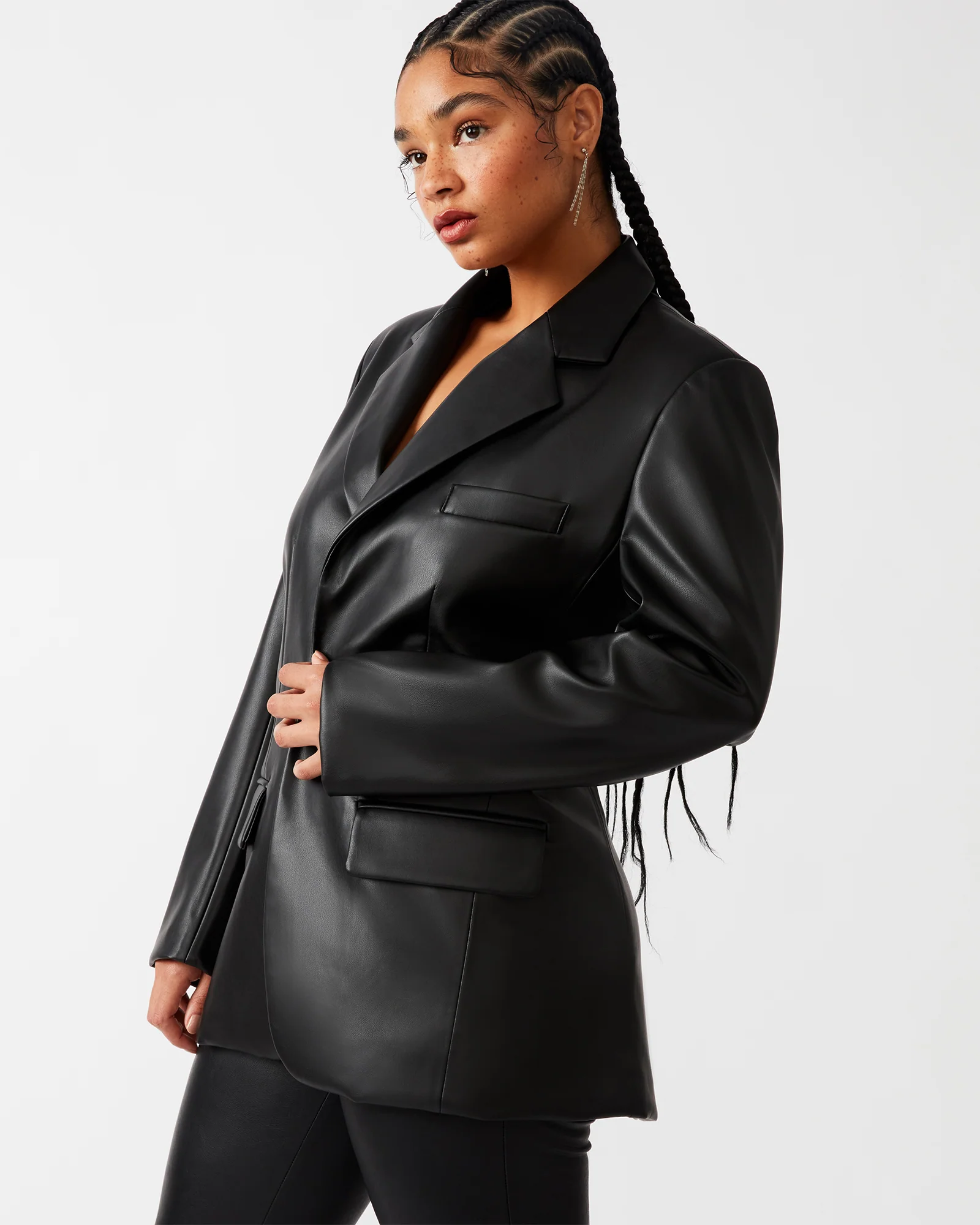 Imaan Faux Leather Blazer Black 3 Imaan Faux Leather Blazer Black