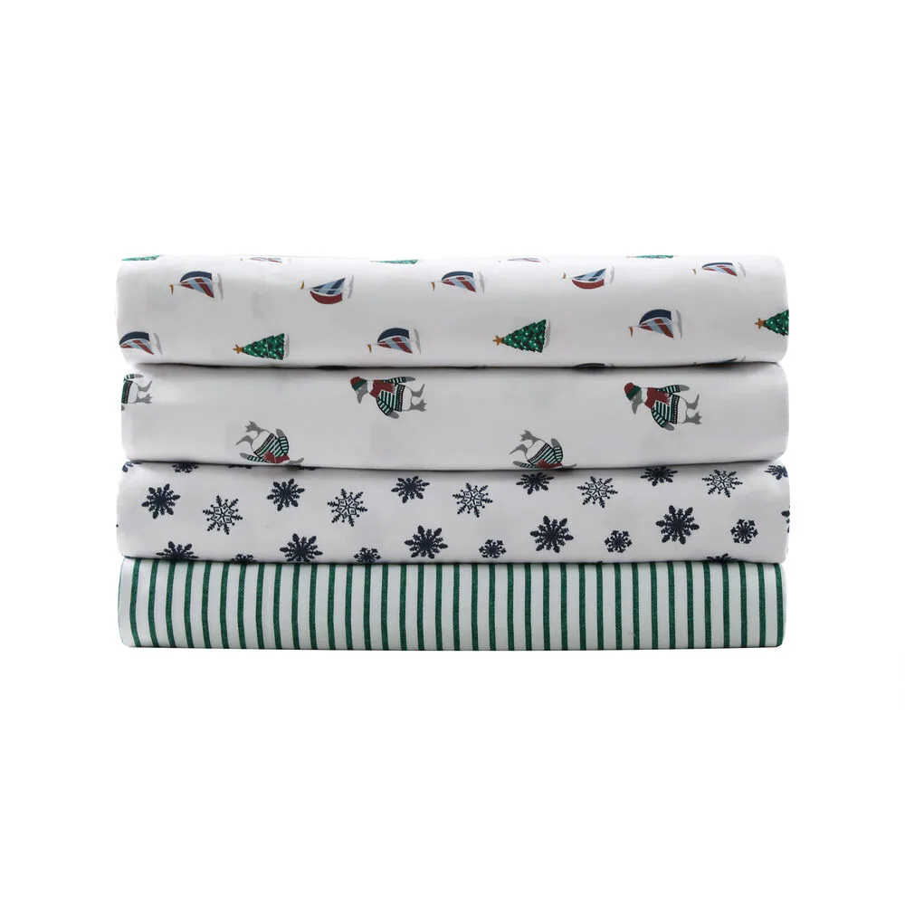 Harmead Green Striped King Flannel Sheet Set 2 Harmead Green Striped King Flannel Sheet Set