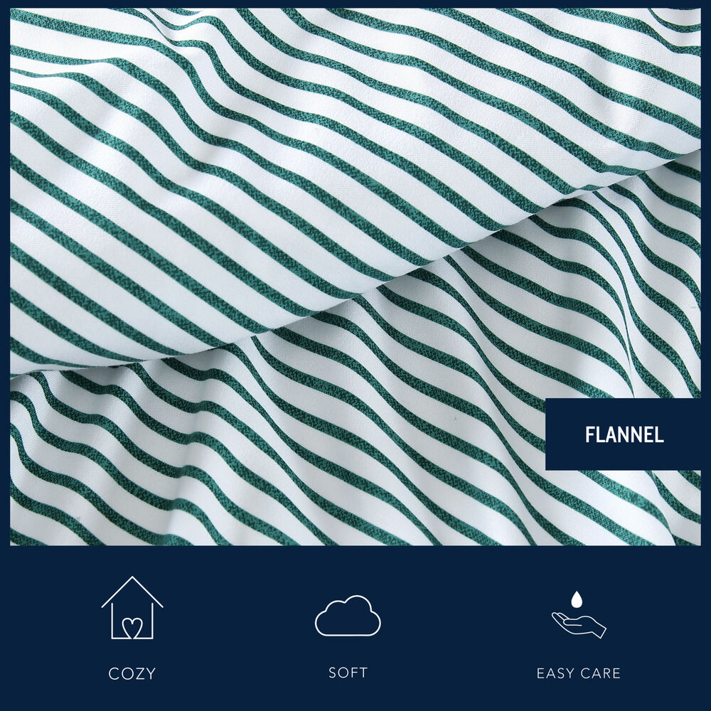 Harmead Green Striped King Flannel Sheet Set 4 Harmead Green Striped King Flannel Sheet Set