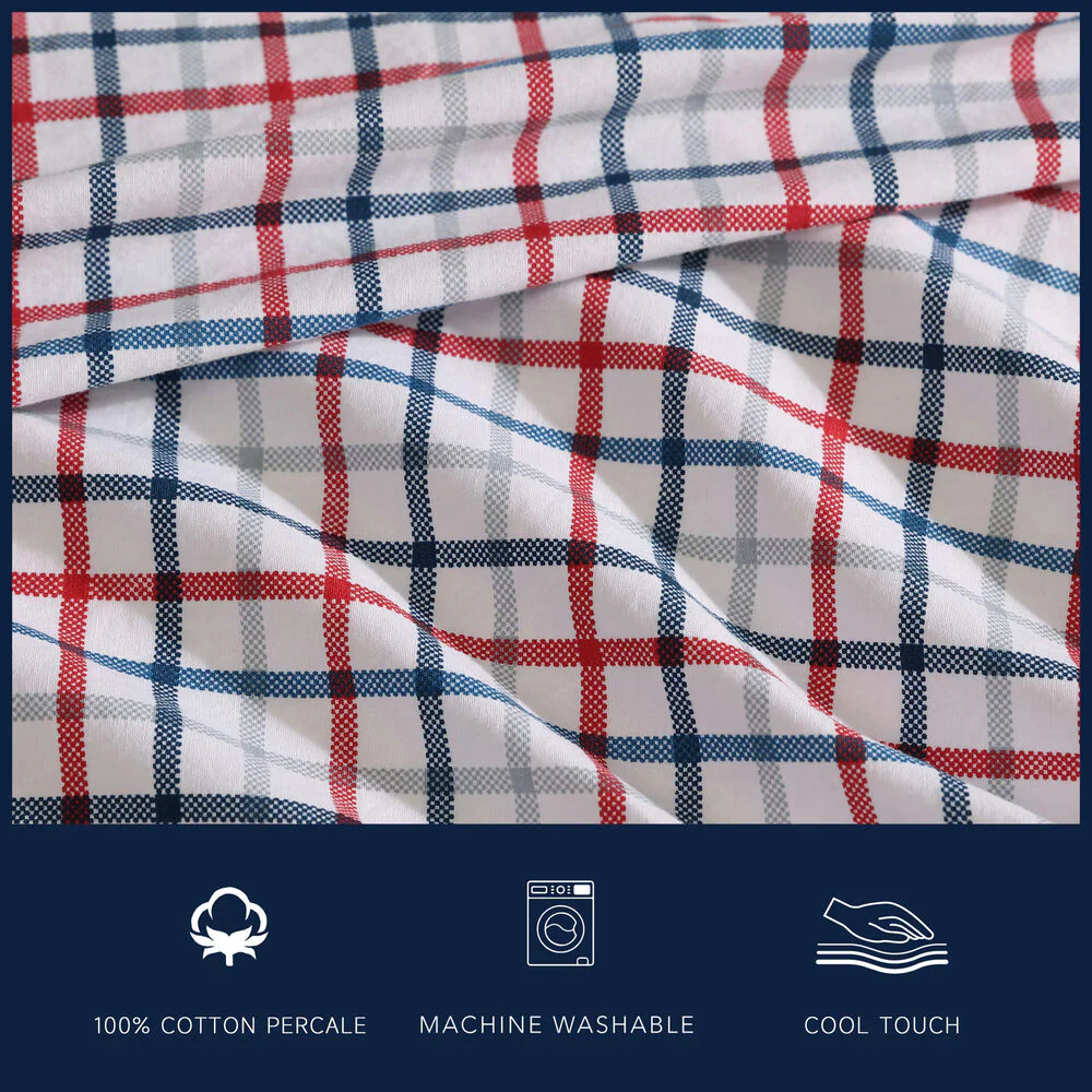 Boating Tattersall Plaid Grey Twin XL Sheet Set 2 Boating Tattersall Plaid Grey Twin XL Sheet Set