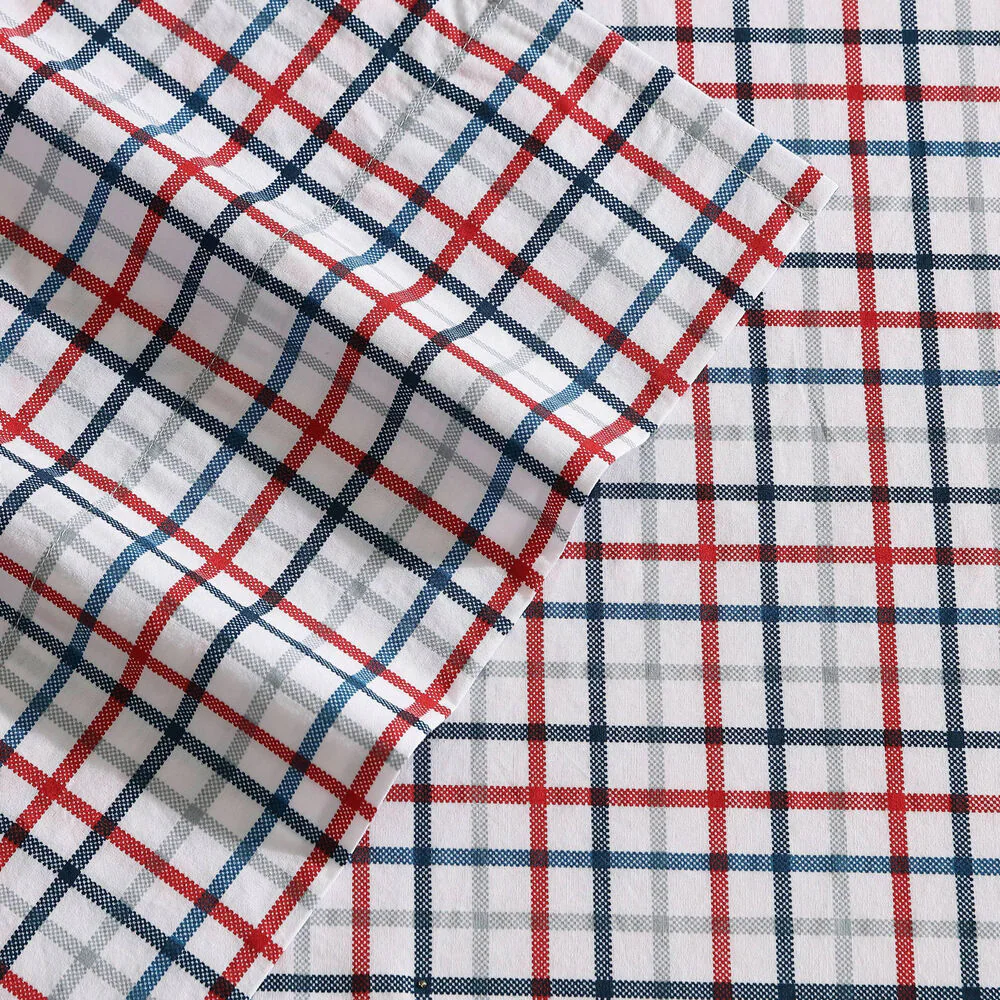 Boating Tattersall Plaid Grey Twin XL Sheet Set 3 Boating Tattersall Plaid Grey Twin XL Sheet Set