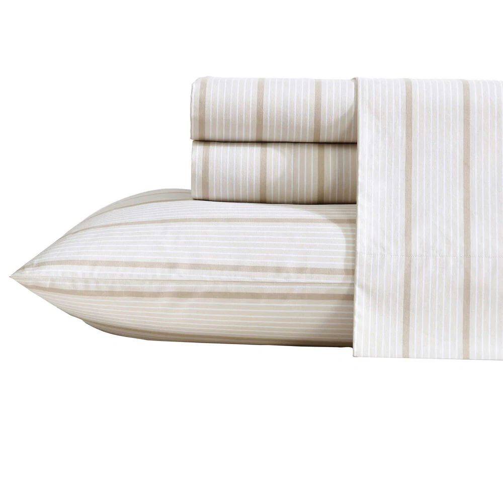 Merrick Stripe Beige Twin Sheet Set 1 Merrick Stripe Beige Twin Sheet Set