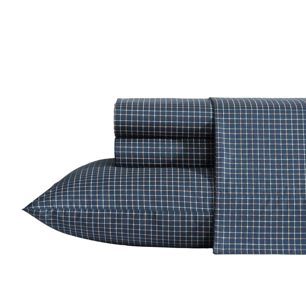 Reece Plaid Navy Twin Sheet Set 1 Reece Plaid Navy Twin Sheet Set