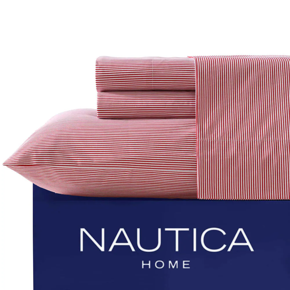 Penny Pinstripe Red Twin XL Sheet Set 1 Penny Pinstripe Red Twin XL Sheet Set