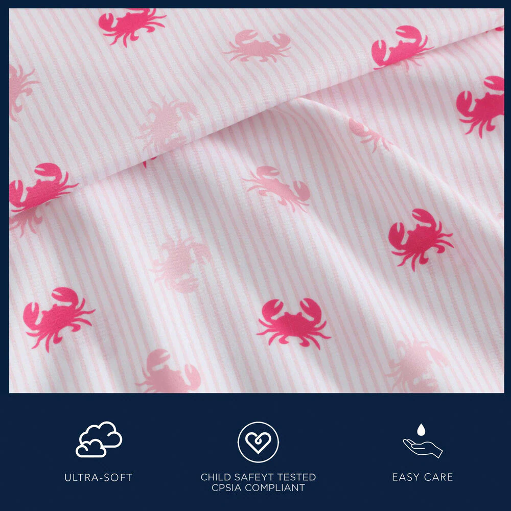 Axton Crab Pink Twin XL Sheet Set 2 Axton Crab Pink Twin XL Sheet Set