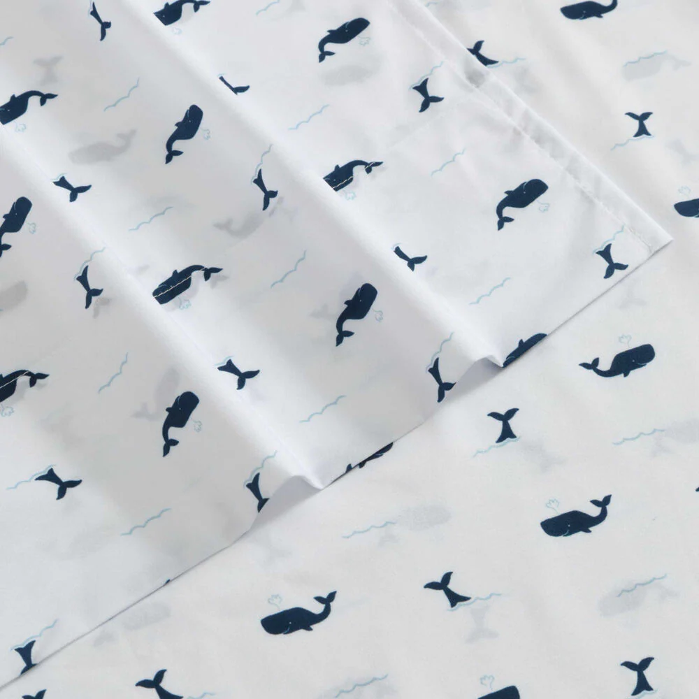 Caspian Whales Navy Full Sheet Set 3 Caspian Whales Navy Full Sheet Set