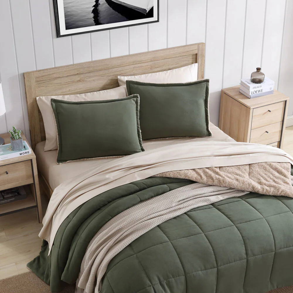Beckett Green King Reversible Comforter & Sham Set 7 Beckett Green King Reversible Comforter & Sham Set