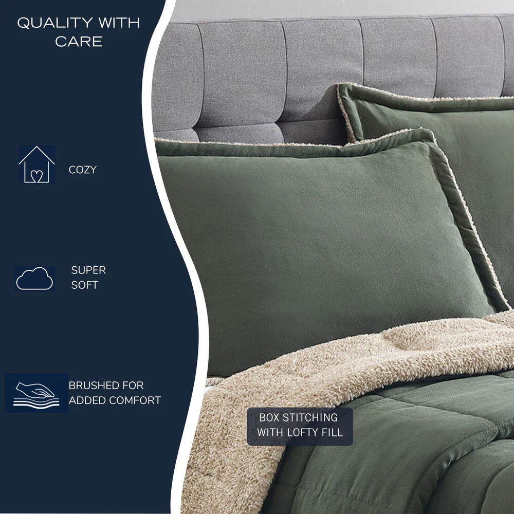 Beckett Green King Reversible Comforter & Sham Set 9 Beckett Green King Reversible Comforter & Sham Set