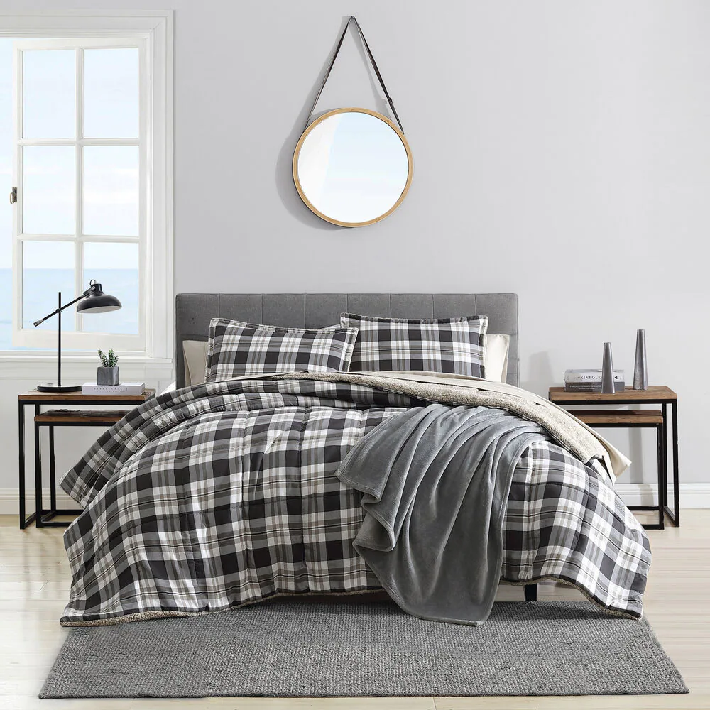Lewes Grey Full/Queen Reversible Comforter & Sham Set 4 Lewes Grey Full/Queen Reversible Comforter & Sham Set
