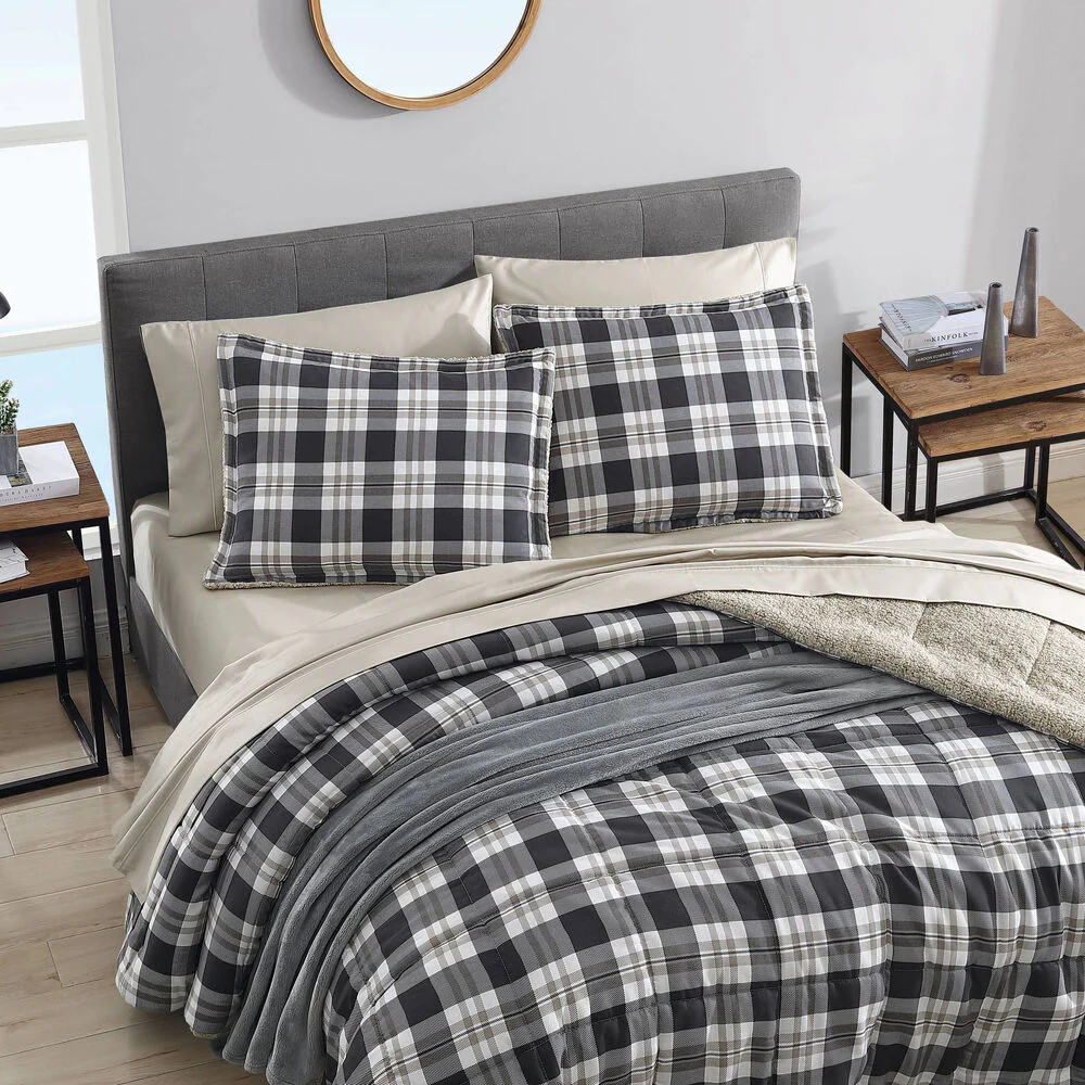 Lewes Grey Full/Queen Reversible Comforter & Sham Set 7 Lewes Grey Full/Queen Reversible Comforter & Sham Set