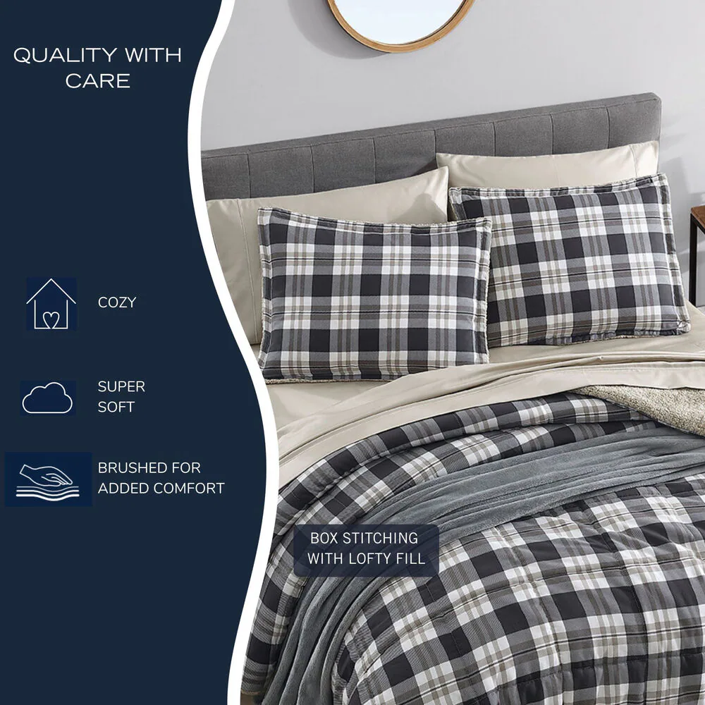 Lewes Grey Full/Queen Reversible Comforter & Sham Set 8 Lewes Grey Full/Queen Reversible Comforter & Sham Set