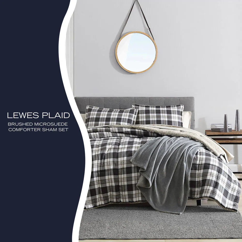 Lewes Grey Full/Queen Reversible Comforter & Sham Set 9 Lewes Grey Full/Queen Reversible Comforter & Sham Set