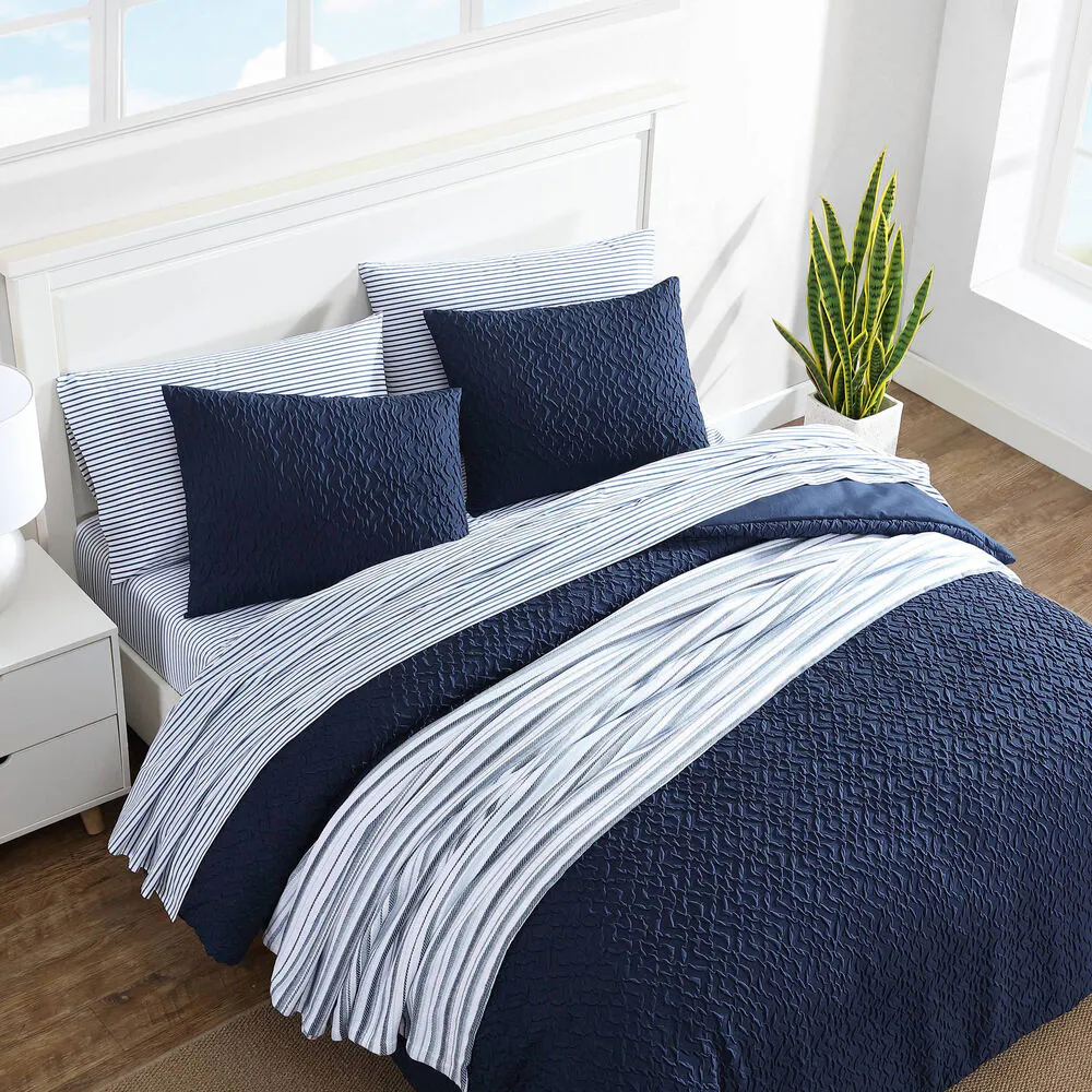 Point Harbor Navy Full/Queen Reversible Comforter & Sham Set 7 Point Harbor Navy Full/Queen Reversible Comforter & Sham Set