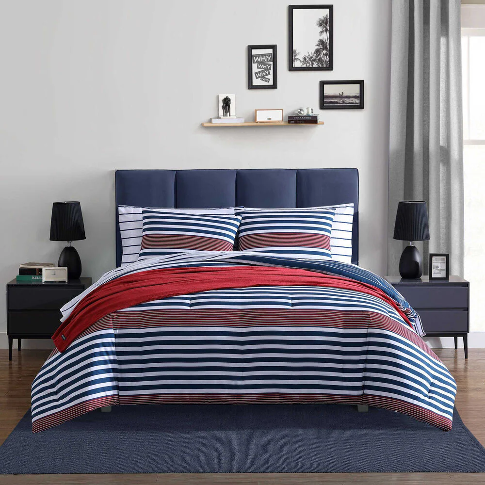 Kennedy Stripe Navy Twin/Twin XL Comforter & Sham Set 2 Kennedy Stripe Navy Twin/Twin XL Comforter & Sham Set