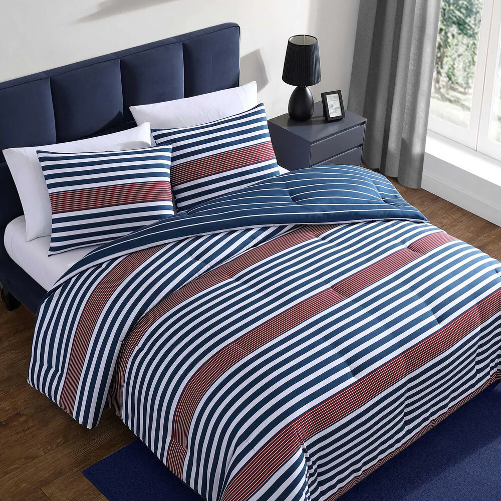 Kennedy Stripe Navy Twin/Twin XL Comforter & Sham Set 5 Kennedy Stripe Navy Twin/Twin XL Comforter & Sham Set