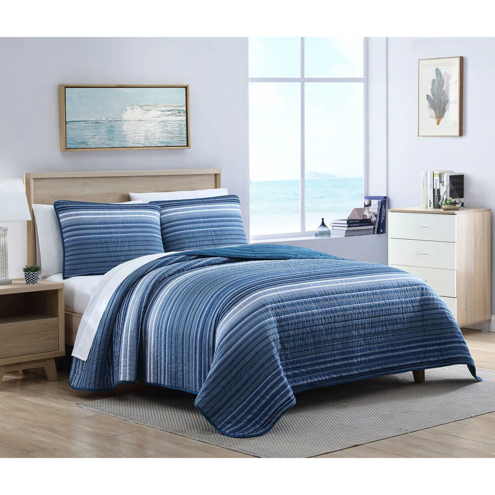 COVESIDE BLUE FULL/QUEEN QUILT-SHAM SET 3 COVESIDE BLUE FULL/QUEEN QUILT-SHAM SET