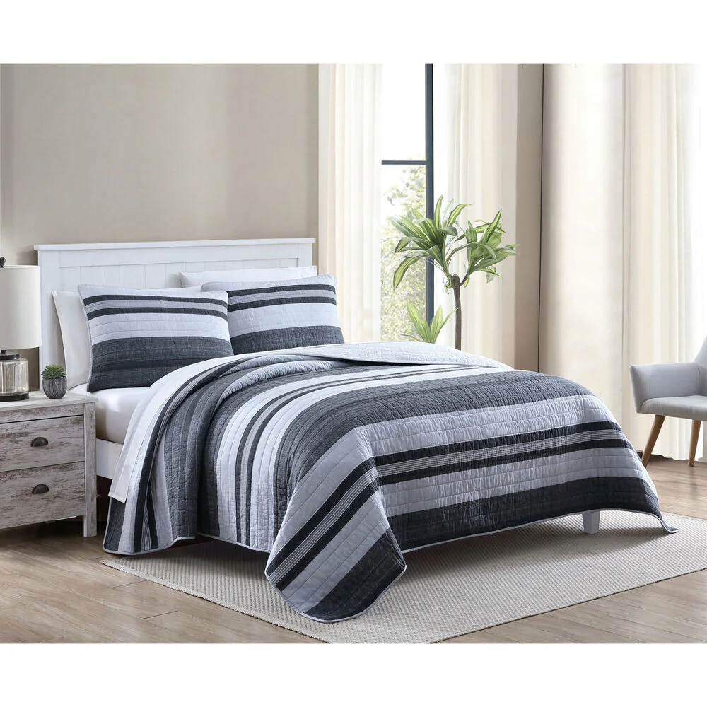 ARDMOORE GREY TWIN QUILT SHAM SET