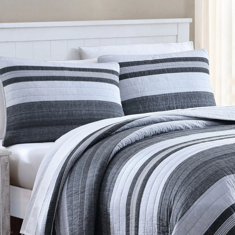 ARDMOORE GREY TWIN QUILT SHAM SET 2 ARDMOORE GREY TWIN QUILT SHAM SET