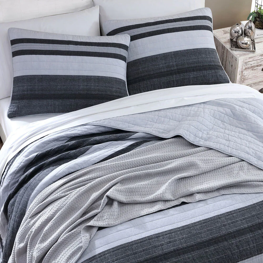 ARDMOORE GREY TWIN QUILT SHAM SET 4 ARDMOORE GREY TWIN QUILT SHAM SET