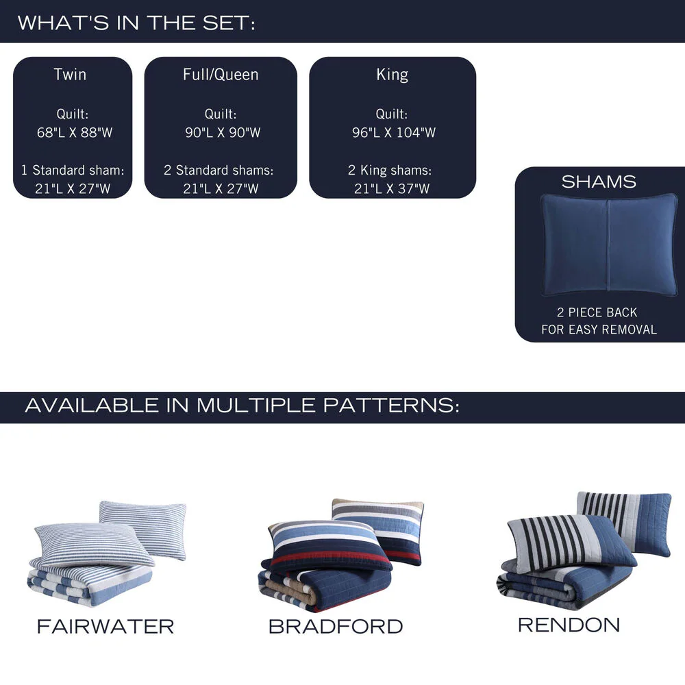 Rendon Charcoal King Quilt & Sham Set 7 Rendon Charcoal King Quilt & Sham Set