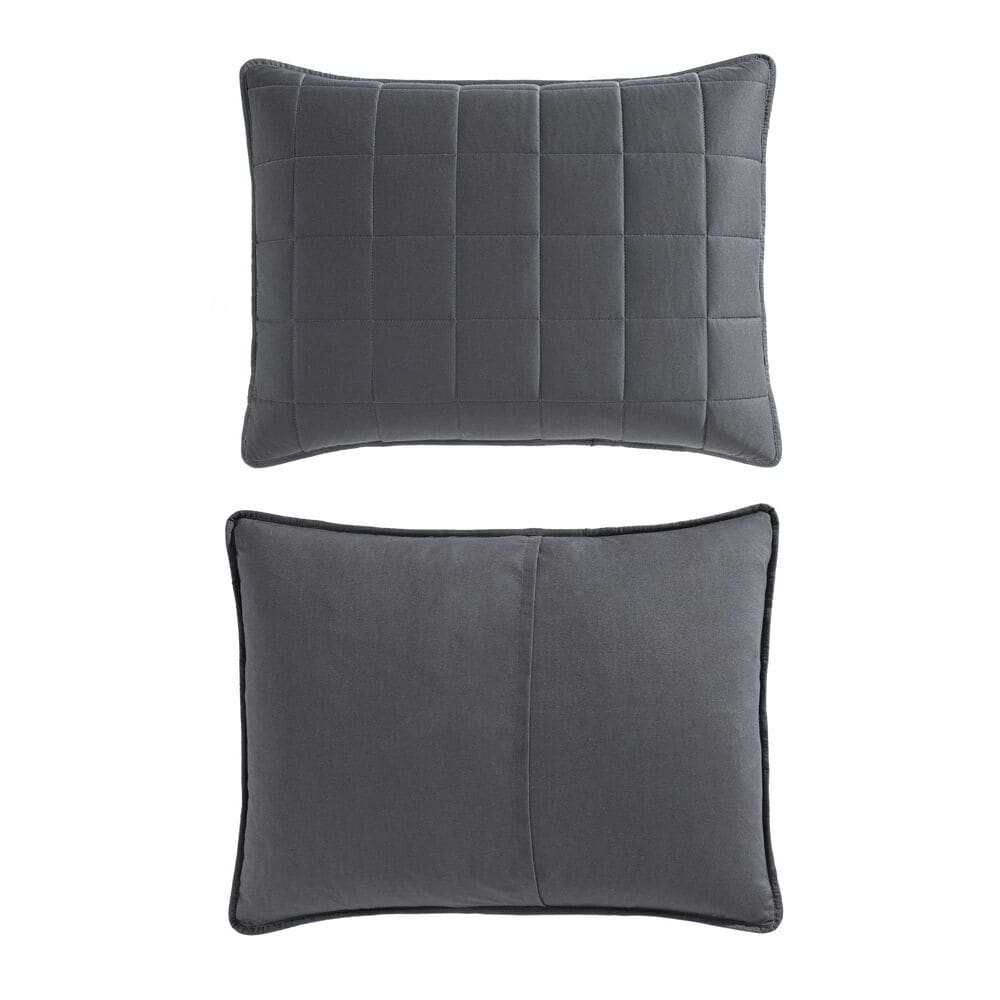 Brushed Micro Jersey Grey Full/Queen Quilt-Sham Set 2 Brushed Micro Jersey Grey Full/Queen Quilt-Sham Set