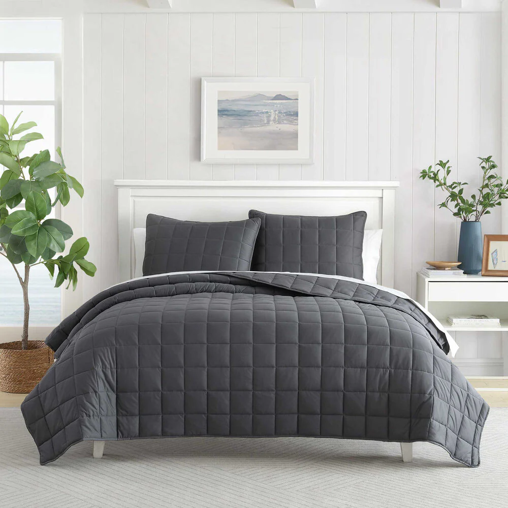 Brushed Micro Jersey Grey Full/Queen Quilt-Sham Set 6 Brushed Micro Jersey Grey Full/Queen Quilt-Sham Set