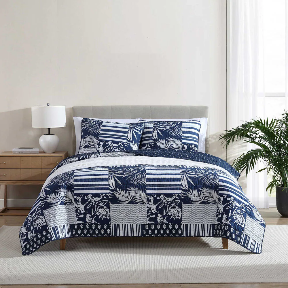 Avalon Patchwork Navy Twin Quilt-Sham Set