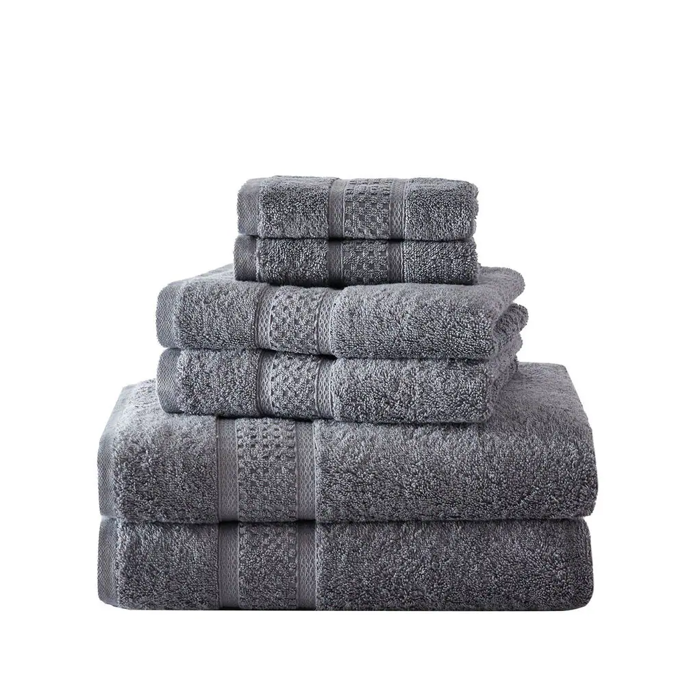 OCEANE GREY 6-PIECE ANTIBACTERIAL TOWEL SET
