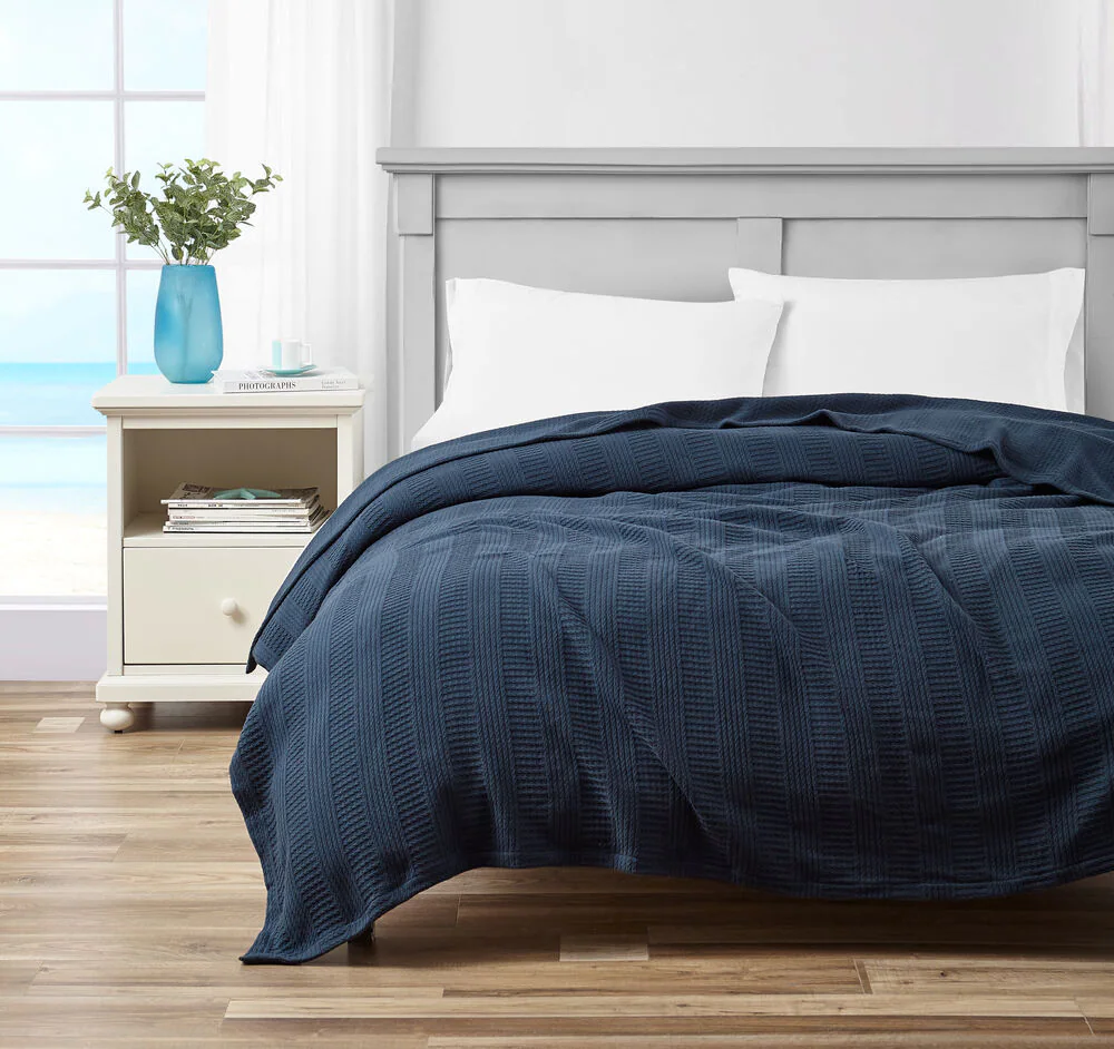 ROPE STRIPE NAVY KING BLANKET 1 ROPE STRIPE NAVY KING BLANKET