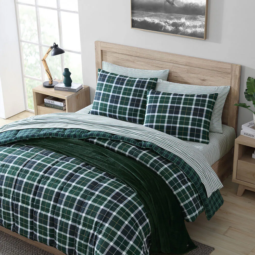 Northsail Plaid Navy Full/Queen Reversible Duvet Cover & Sham Set 6 Northsail Plaid Navy Full/Queen Reversible Duvet Cover & Sham Set