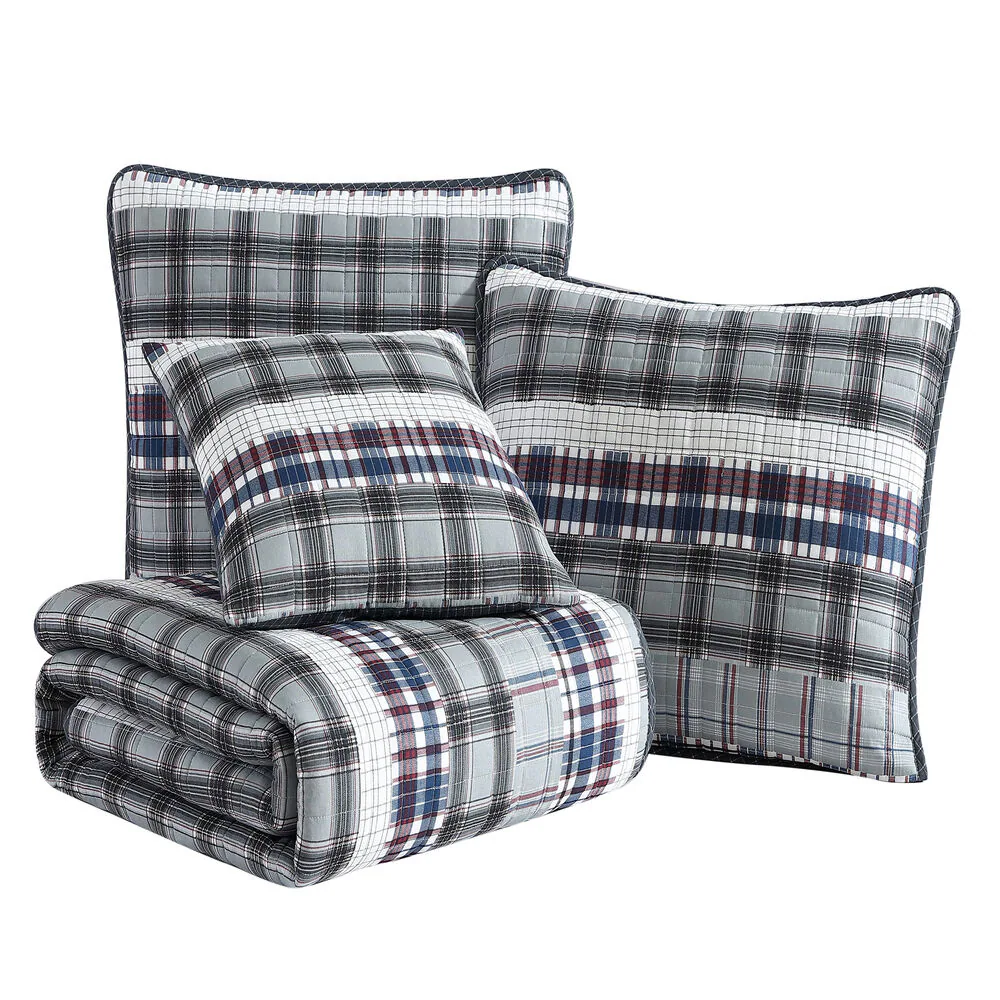 Marina Cove Grey King Reversible Quilt & Sham Bonus Set 7 Marina Cove Grey King Reversible Quilt & Sham Bonus Set