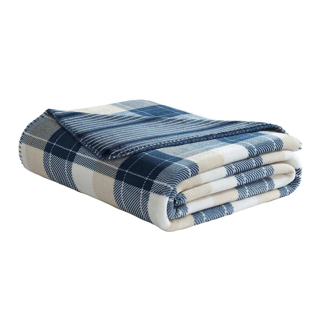 Bluff Plaid Navy Throw Blanket 1 Bluff Plaid Navy Throw Blanket