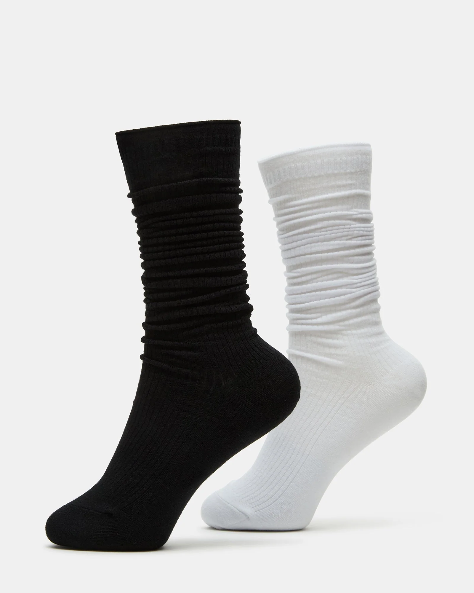 2 Pack Slouchy Crew Socks Black White 1 2 Pack Slouchy Crew Socks Black White