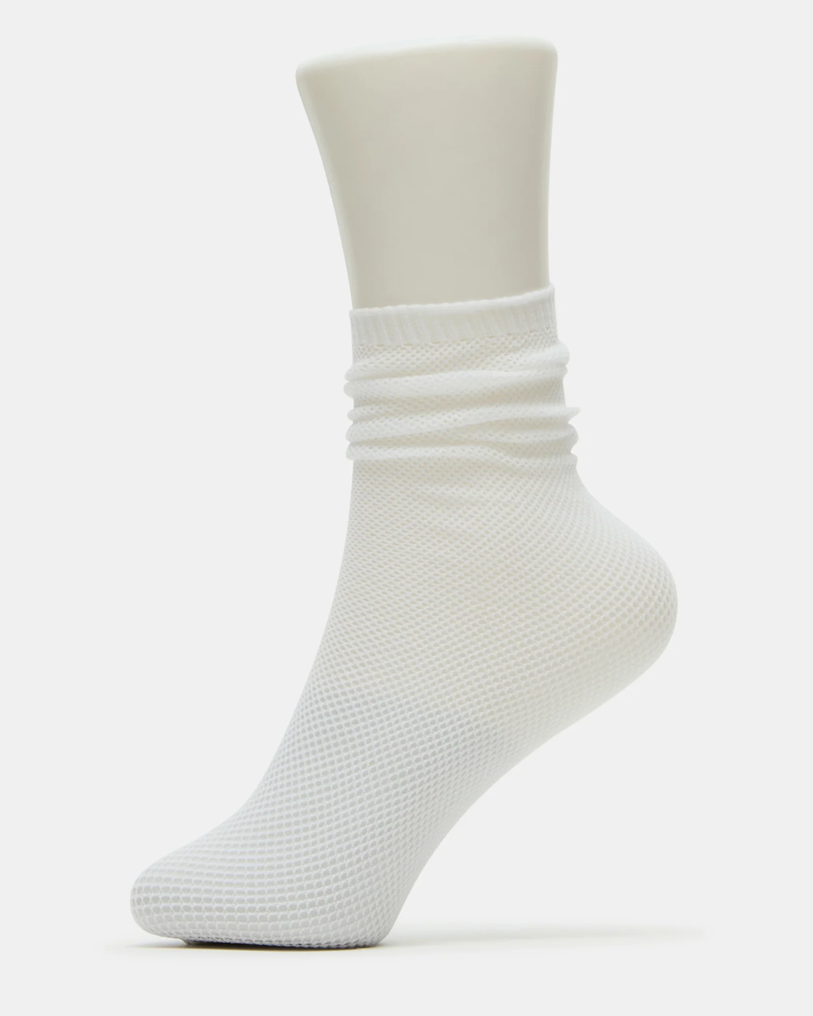 Fishnet Slouchy Crew Socks White 1 Fishnet Slouchy Crew Socks White