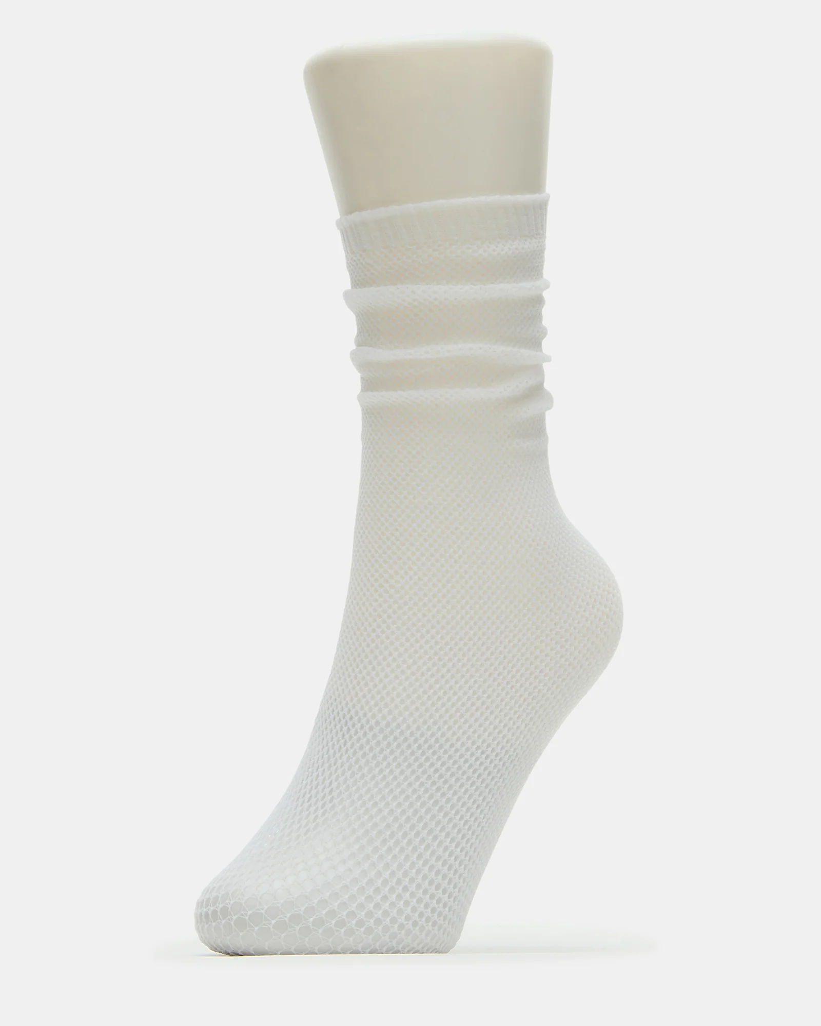Fishnet Slouchy Crew Socks White 2 Fishnet Slouchy Crew Socks White