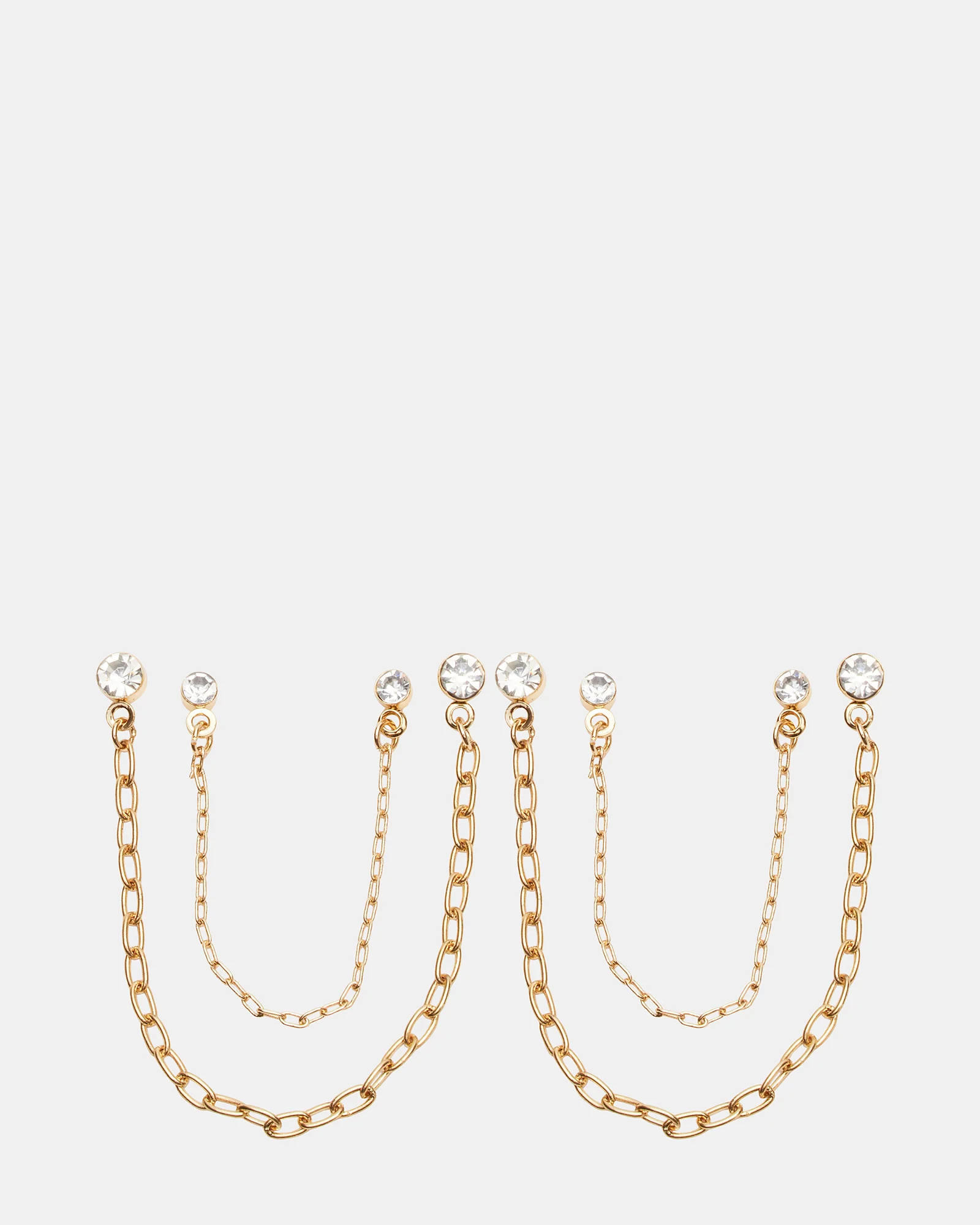 Crystal Chain Earrings Set Gold 1 Crystal Chain Earrings Set Gold
