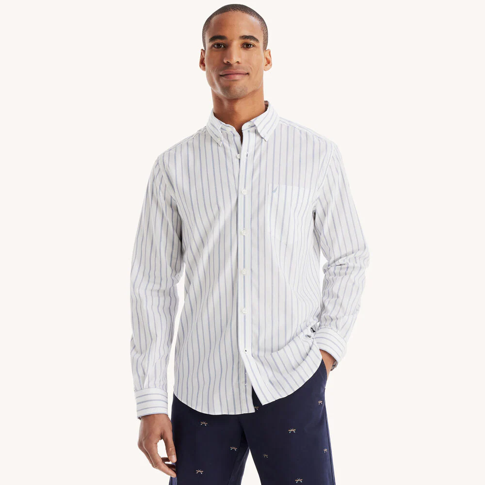 Classic Fit Wrinkle-Resistant Striped Shirt 1 Classic Fit Wrinkle-Resistant Striped Shirt